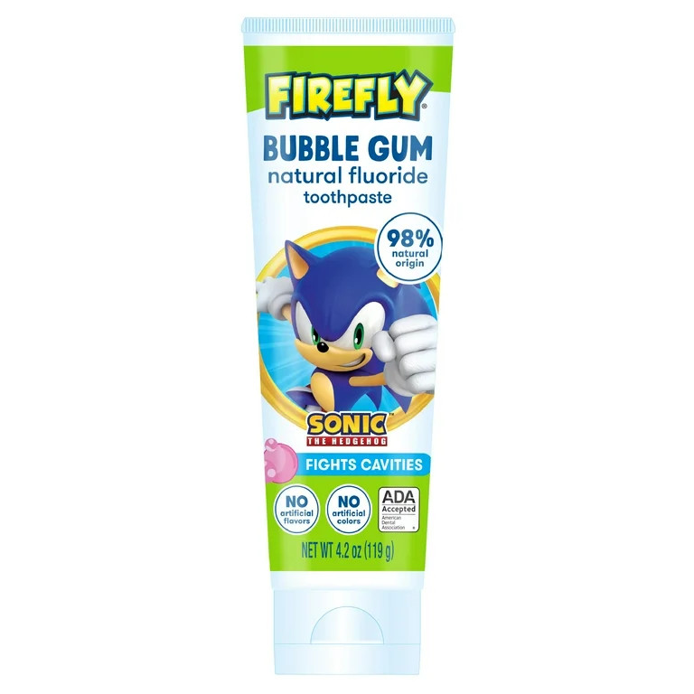 Firefly Sonic The Hedgehog Kids Anticavity Natural Fluoride Toothpaste, Bubble Gum, ADA Accepted | Walmart (US)