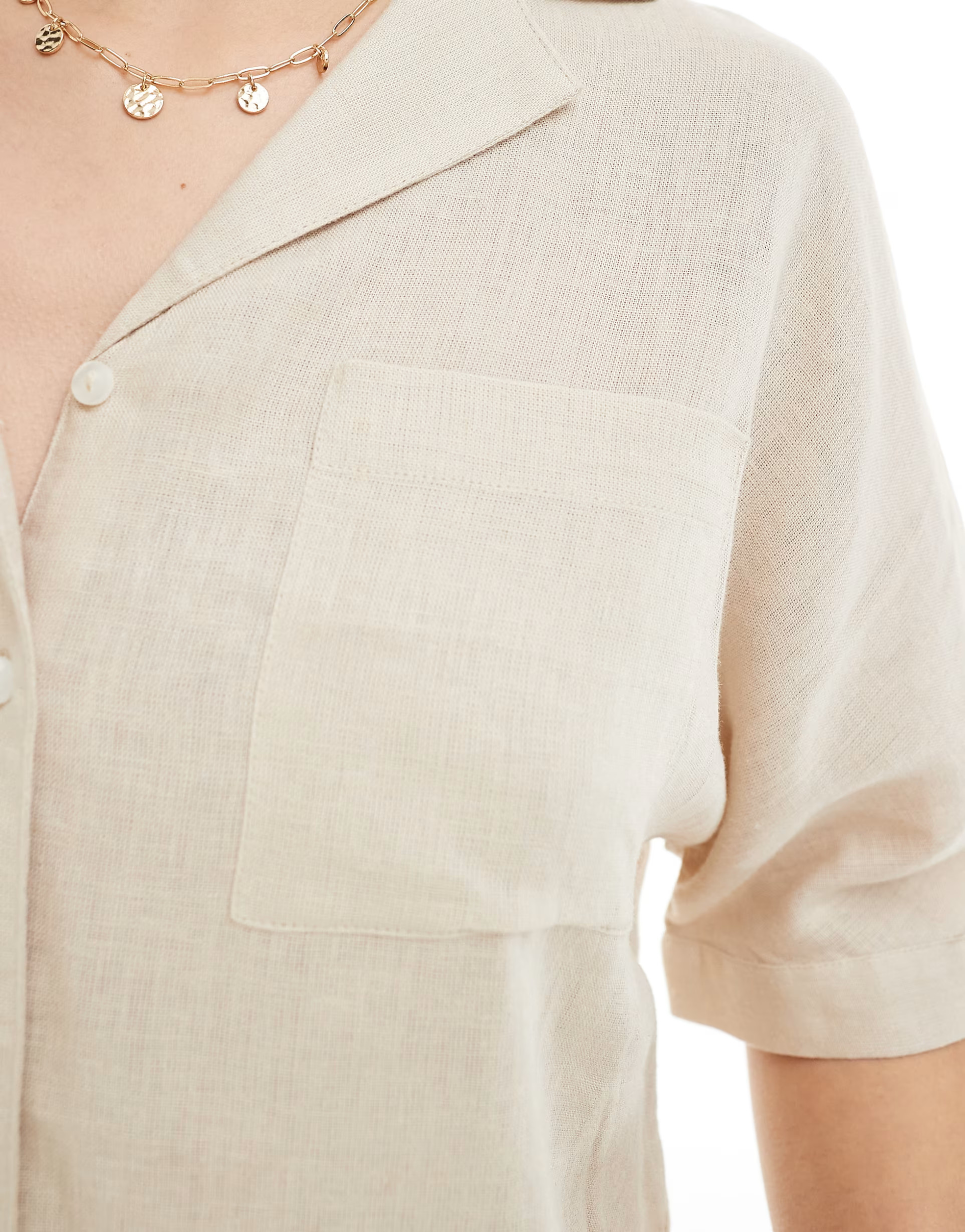 ONLY linen mix oversized shirt co-ord in beige  | ASOS | ASOS (Global)