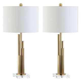 SAFAVIEH Hopper 32 in. Brass Gold Tiered Table Lamp with White Shade (Set of 2)-TBL4060A-SET2 - T... | The Home Depot