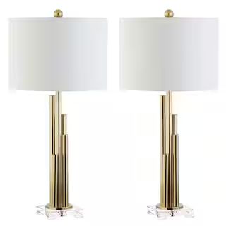 SAFAVIEH Hopper 32 in. Brass Gold Tiered Table Lamp with White Shade (Set of 2)-TBL4060A-SET2 - T... | The Home Depot