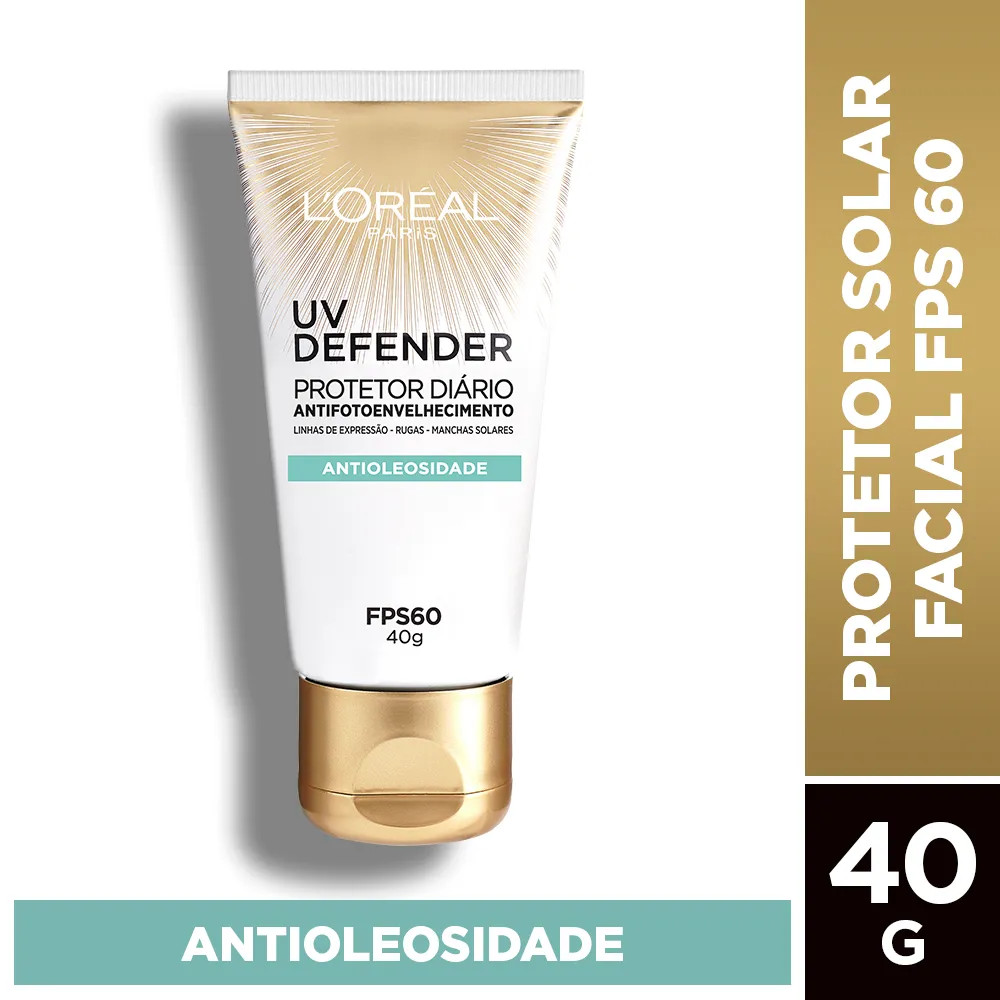 Protetor Solar Facial L'Oréal Paris Uv Defender Antioleosidade Fps 60 40g - Pague Menos | Medica... | Pague Menos BR