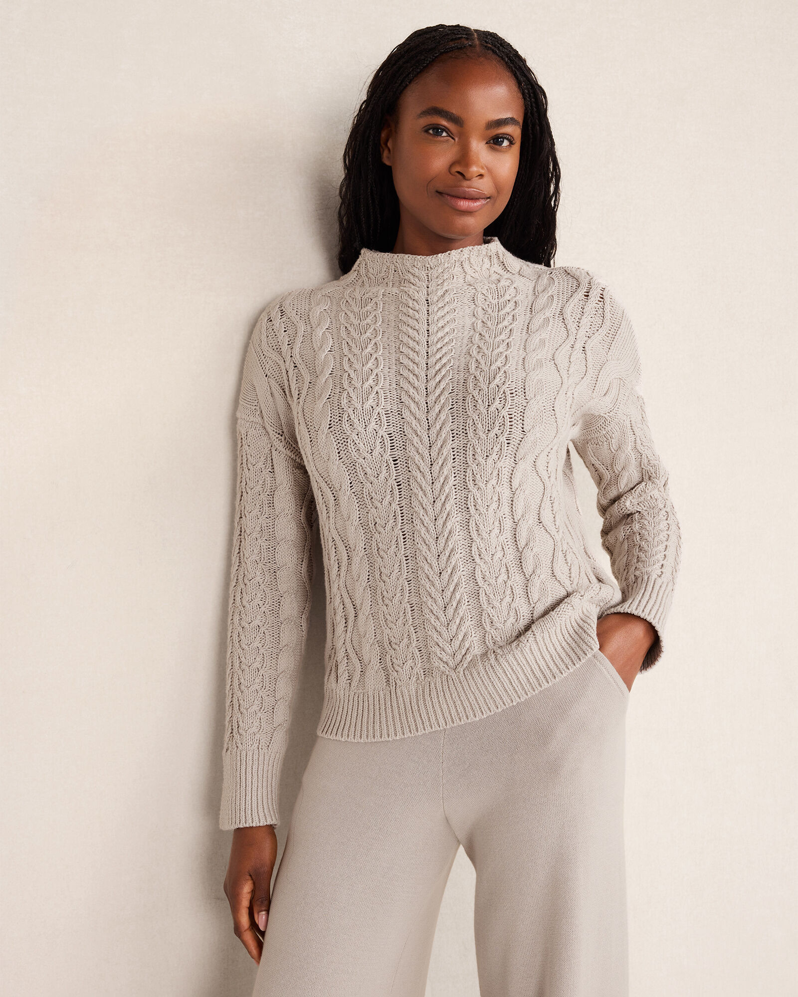 Organic Cotton Cable Mockneck Sweater | Haven Well Within
