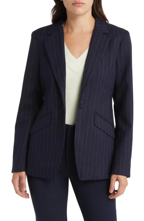Favorite Daughter The Favorite Pinstripe Blazer in Navy Pinstripe at Nordstrom, Size 12 | Nordstrom