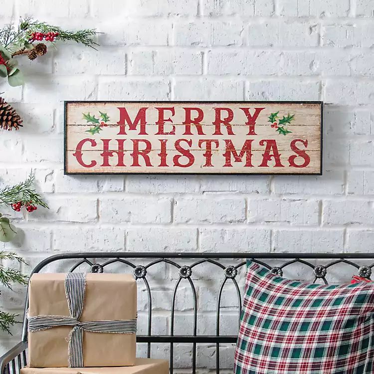 Wooden Merry Christmas Antique Sign | Kirkland's Home