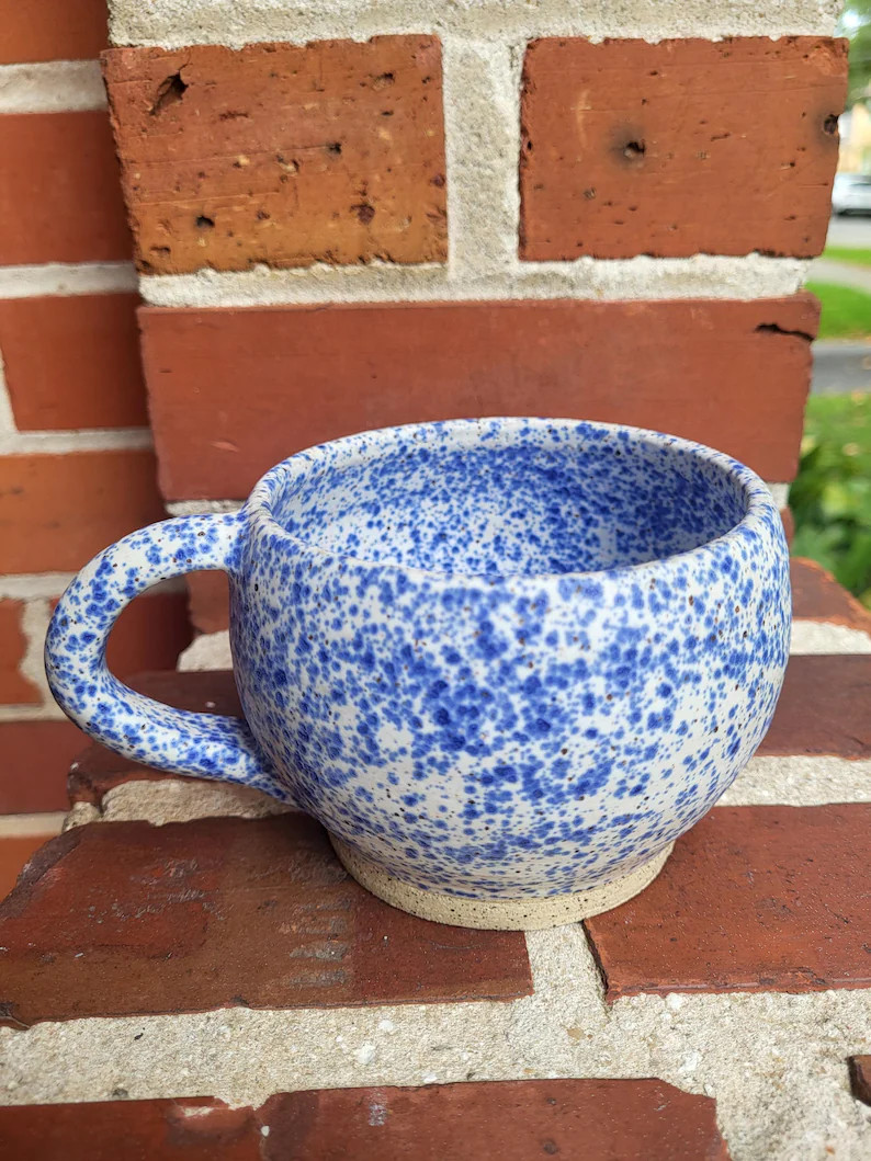 Speckled Blue Cappuccino Cup - Blue and White Cappuccino Cup - Speckled Blue Cappuccino Mug - Blu... | Etsy (US)