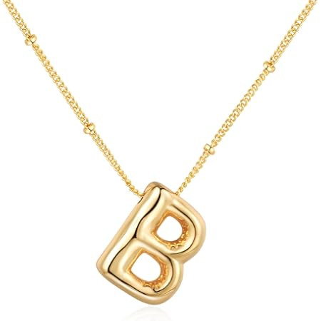 Bubble Gold Silver Letter Necklace for Women Dainty 14K Gold Plated Balloon Initial Necklaces for... | Amazon (US)
