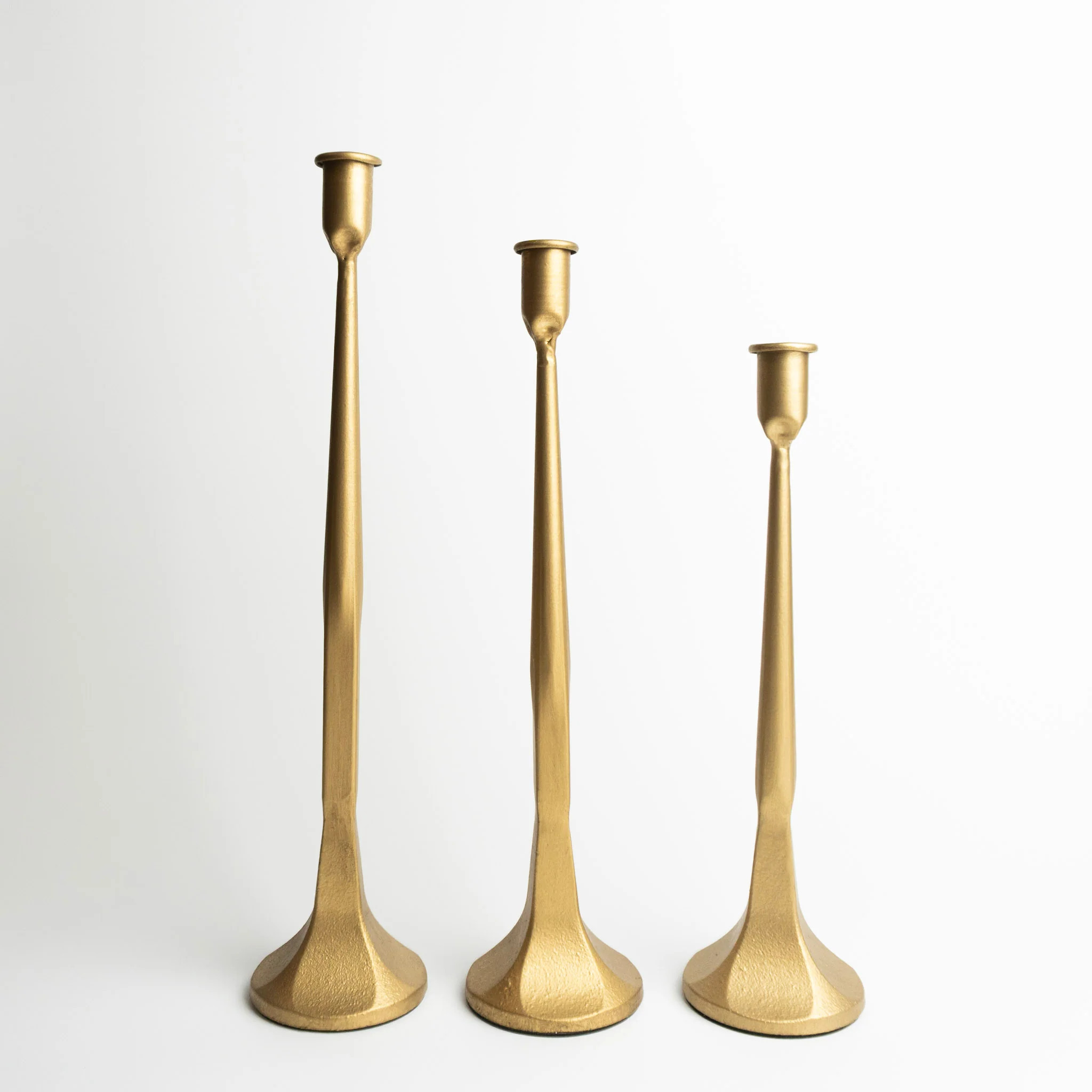 Gold Cast Iron Candlesticks | Eco Chic Home
