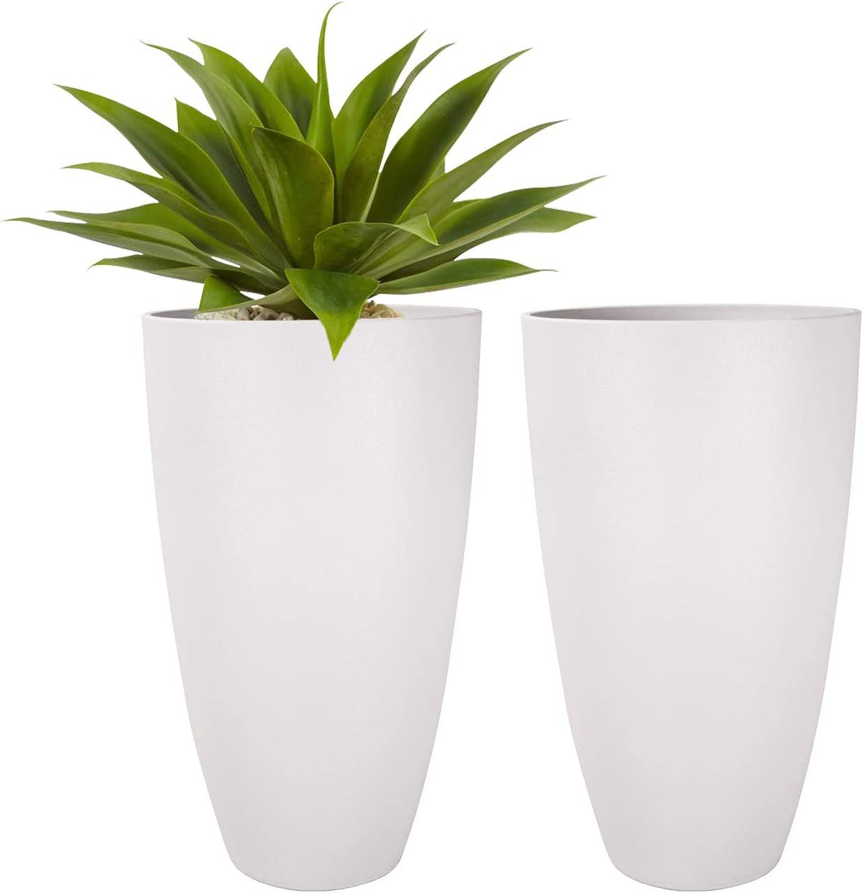 LA JOLIE MUSE Tall Planters Outdoor Indoor - Tree Planter 20 inch Modern White Flower Pots with D... | Amazon (US)