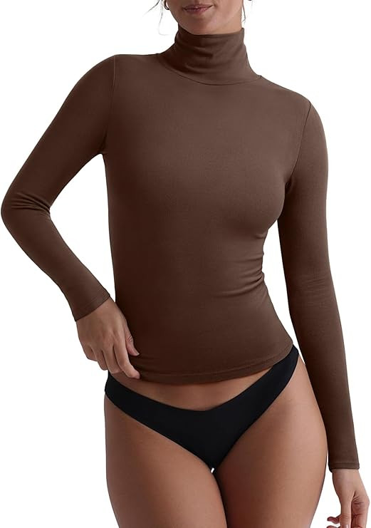 REORIA Women's Basic Long Sleeve Thermal Shirts Mock Turtle Neck Soft Wool Winter Layering Slim F... | Amazon (US)