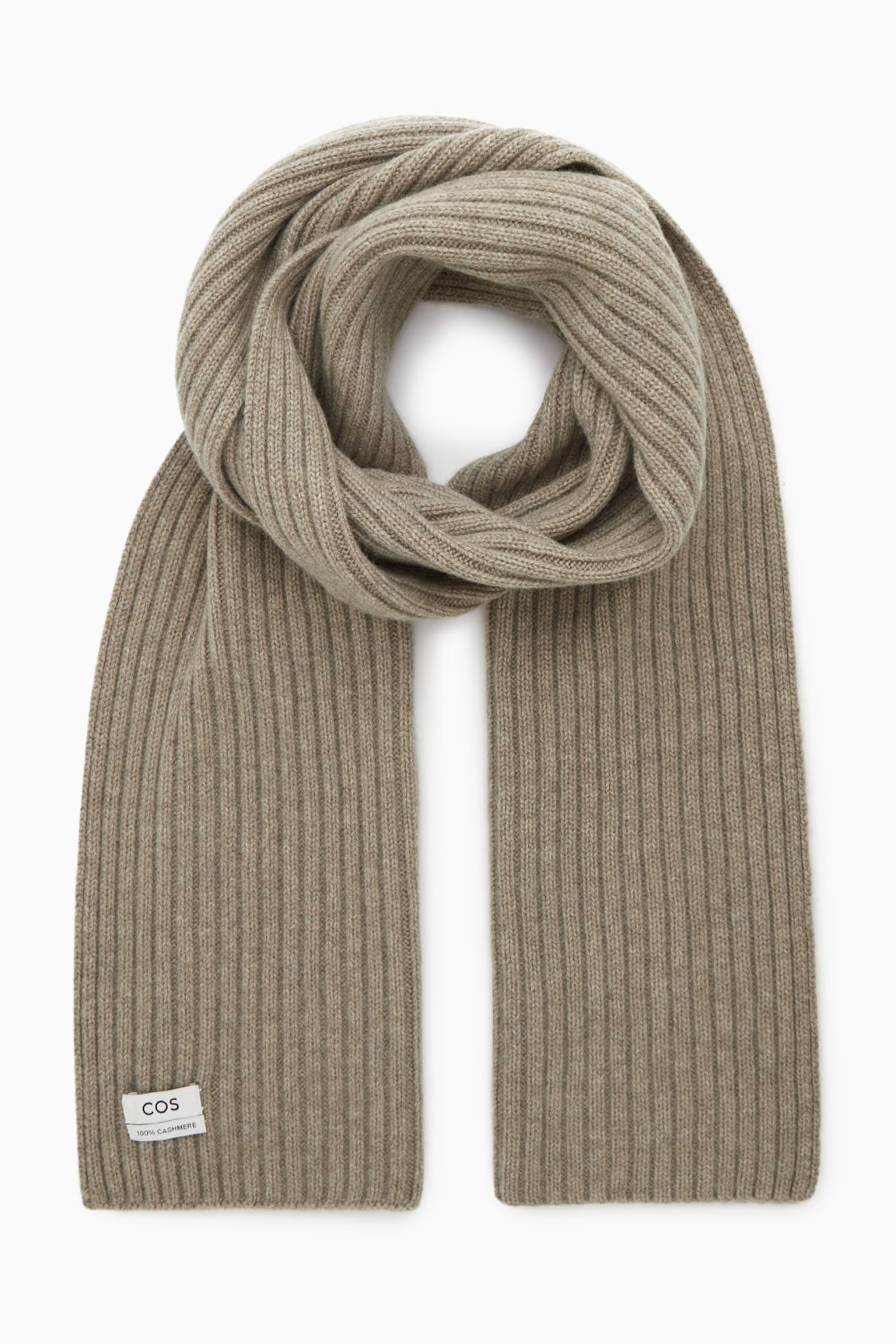 CHUNKY RIBBED-KNIT PURE CASHMERE SCARF - BEIGE - COS | COS UK