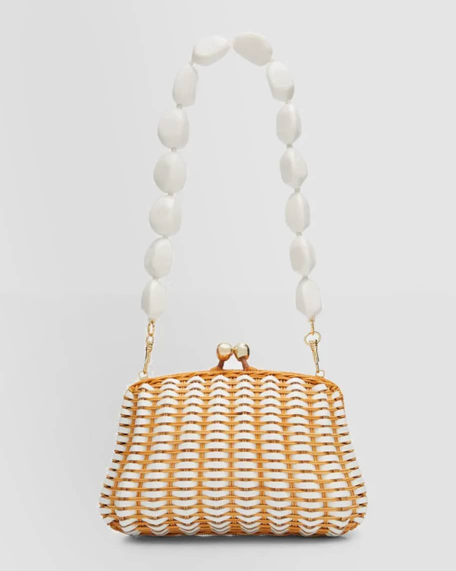 Serpui Blair Stone Wicker Clutch Bag | Neiman Marcus