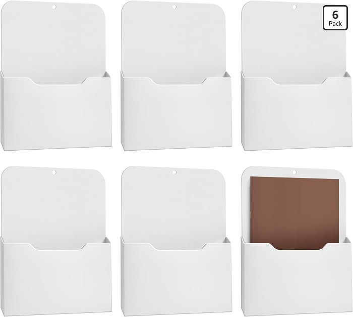 6 Pack Magnetic File Holder Magnetic Paper Holder Organizer Wall Mounted Mail Magazine Storage Po... | Amazon (US)
