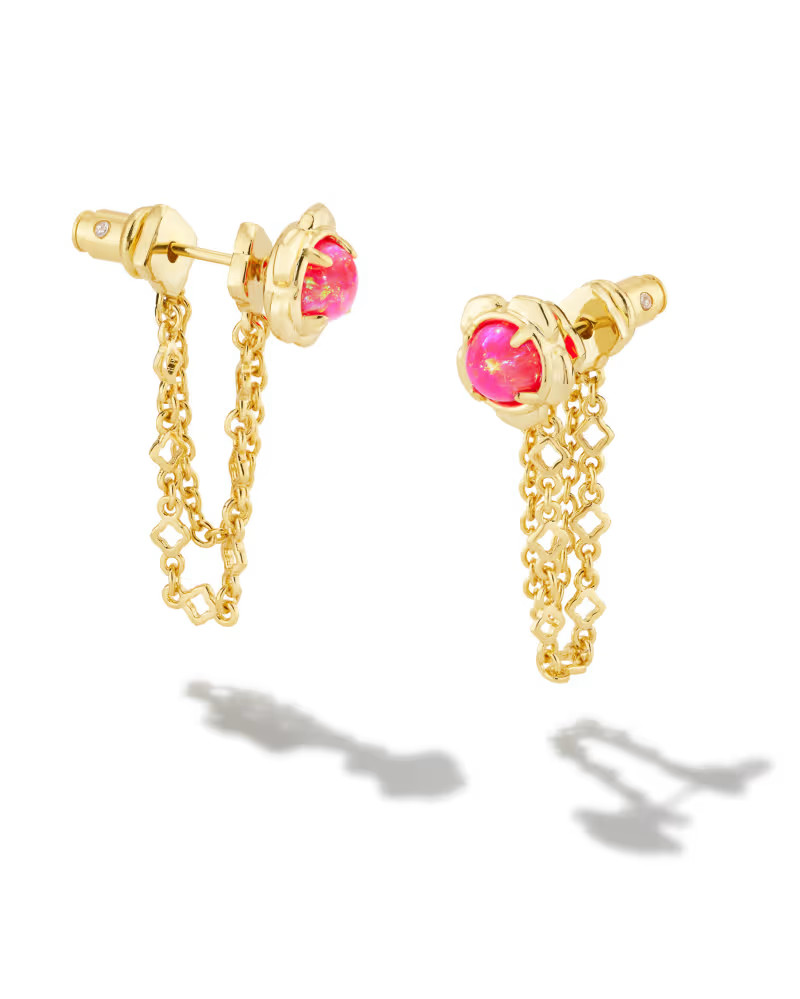 Susie Convertible Gold Ear Jacket Earrings in Hot Pink Kyocera Opal | Kendra Scott