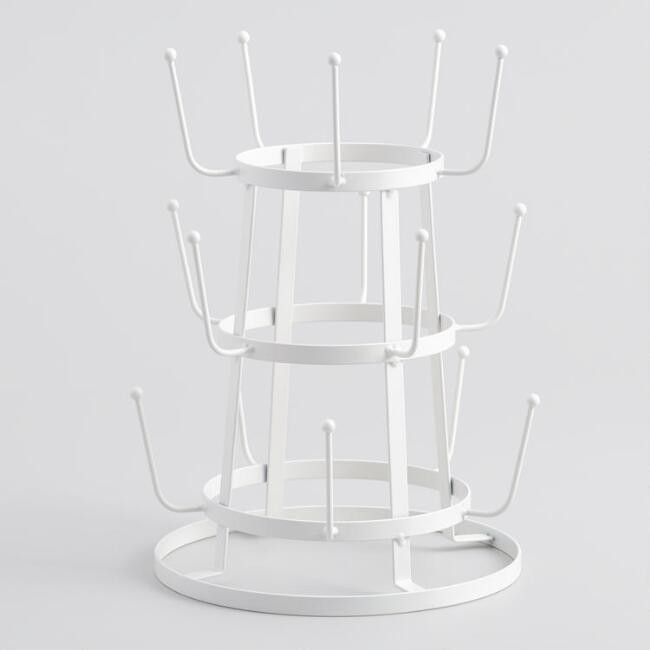 Antique White Wire 3-Tier Glass Drying Rack | World Market