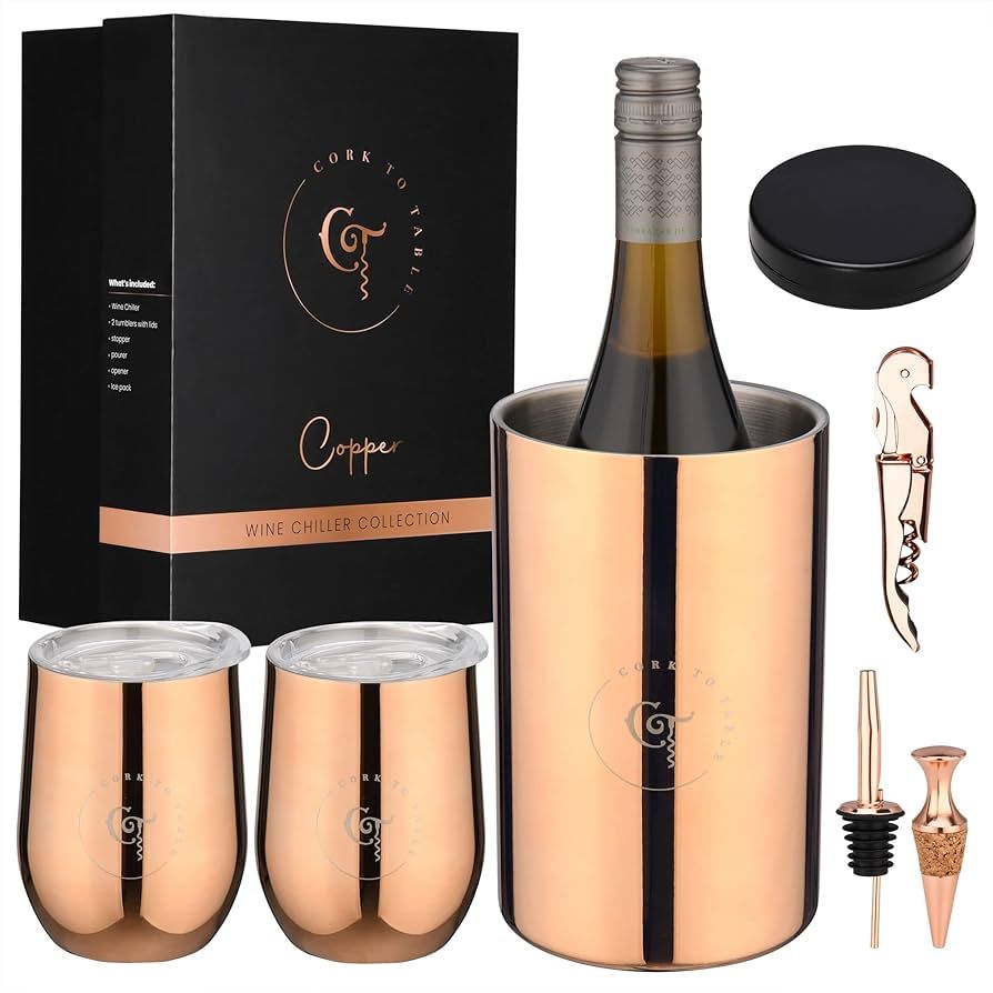 Cork to Table Wine Chiller Set | Premium Stainless Steel Champagne & Wine Cooler | Includes Wine ... | Amazon (US)
