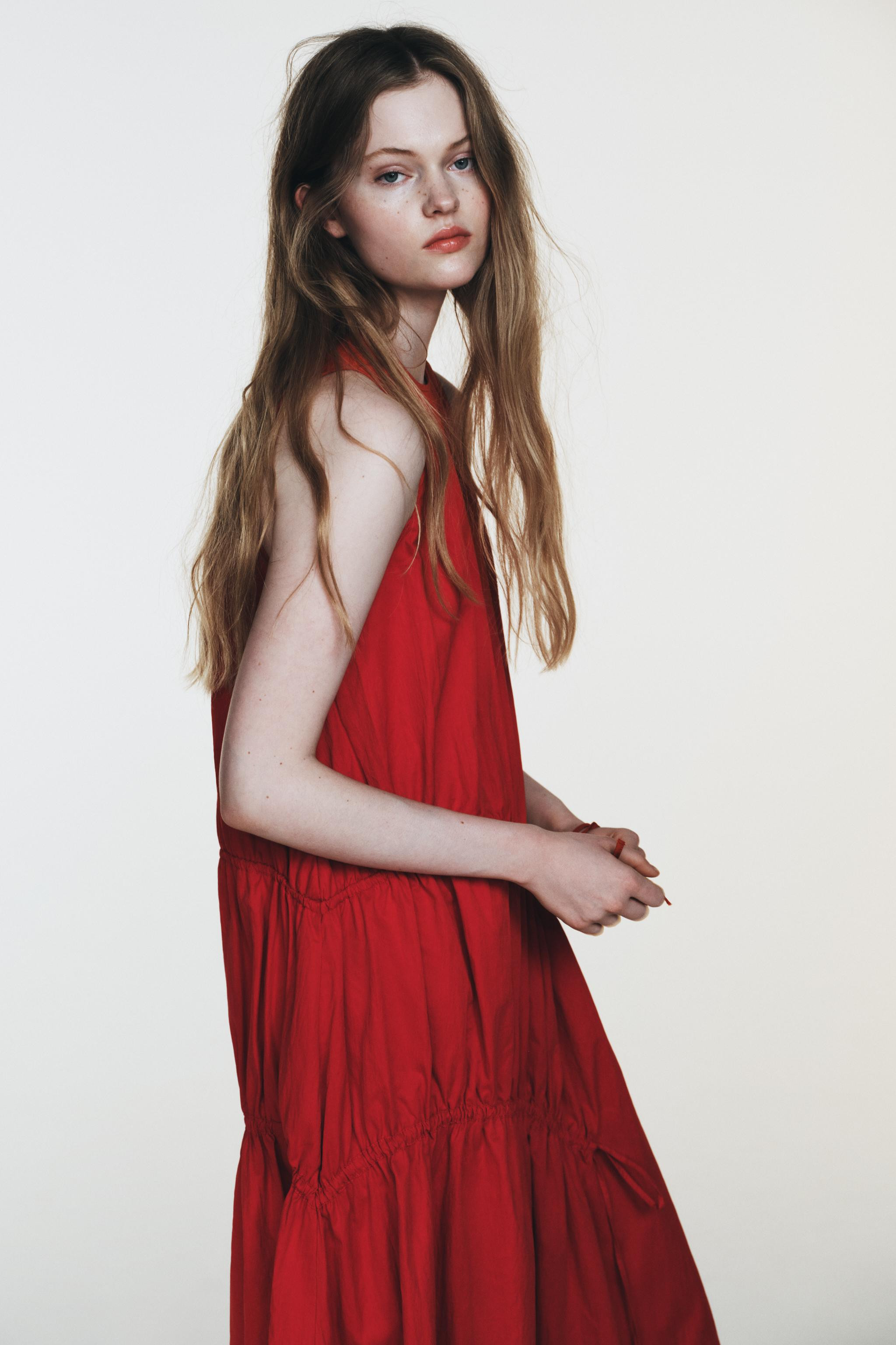 NYLON MIDI DRESS WITH TIES | Zara UK