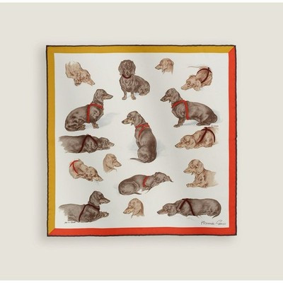 HERMÈS Gavroche "Basset Hound" 2025AW Silk Scarf 42x43cm White Rare New Japan | eBay US