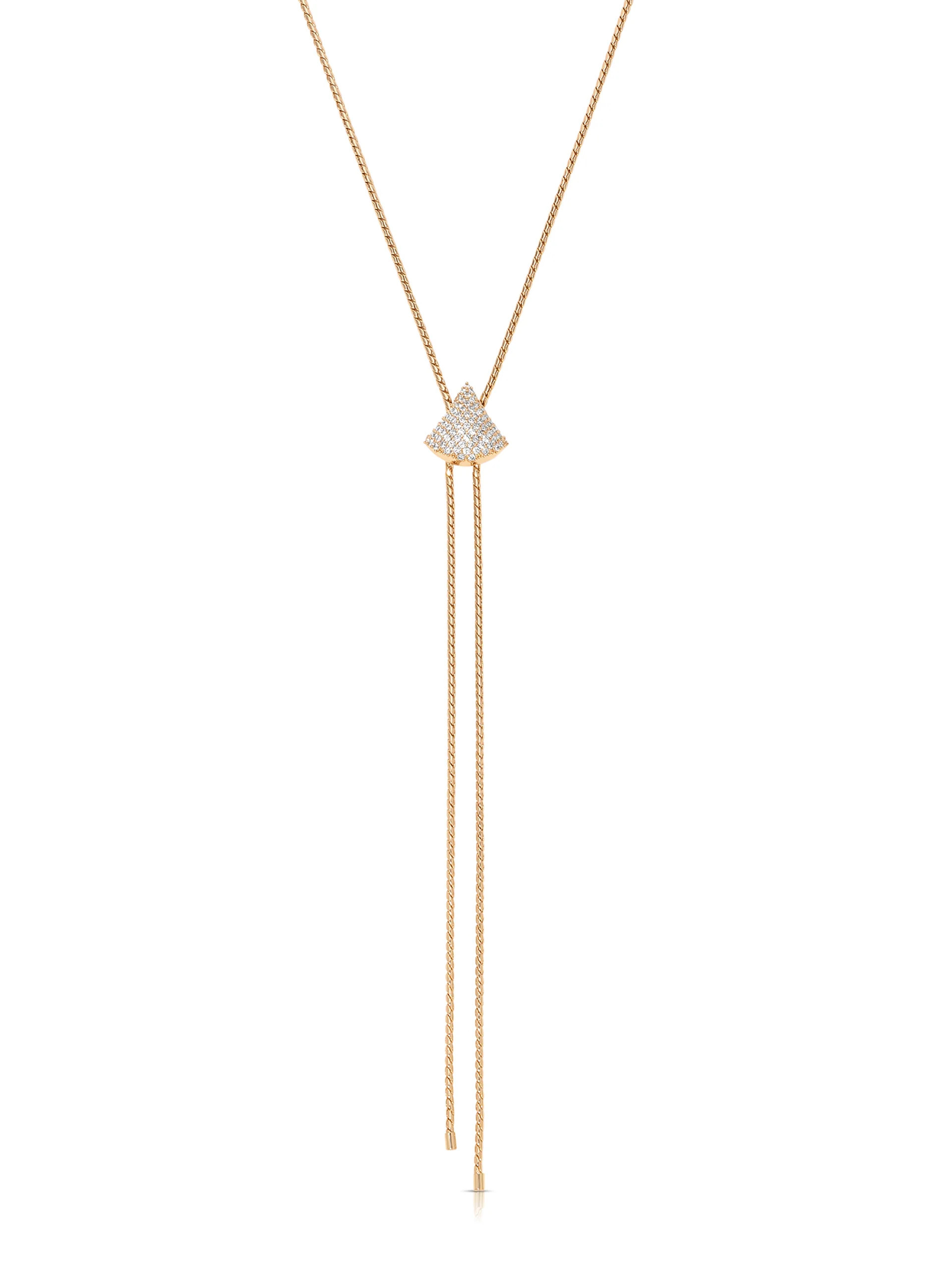Pavé Shine Bolo Necklace - Clear Crystal with 18k Gold Plating / One Size | Ettika