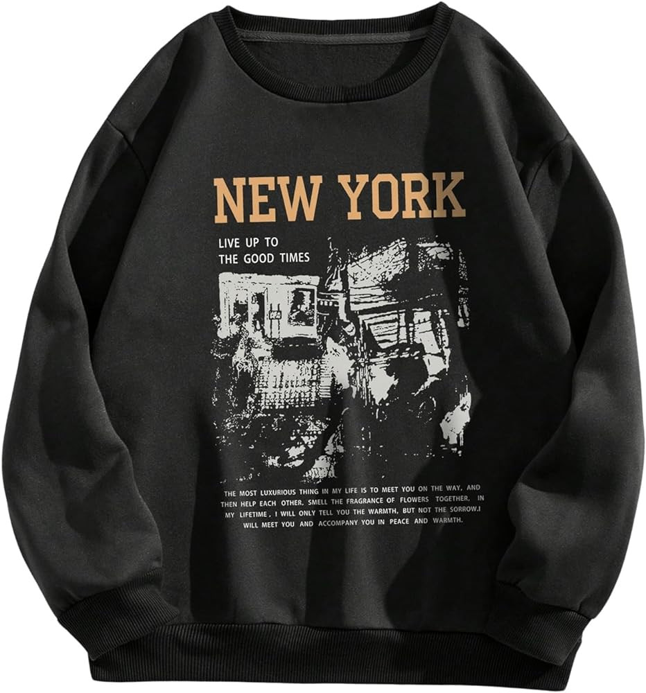 SOLY HUX Women's Sweatshirt Letter Print Graphic Drop Shoulder Long Sleeve Pullover Tops | Amazon (US)