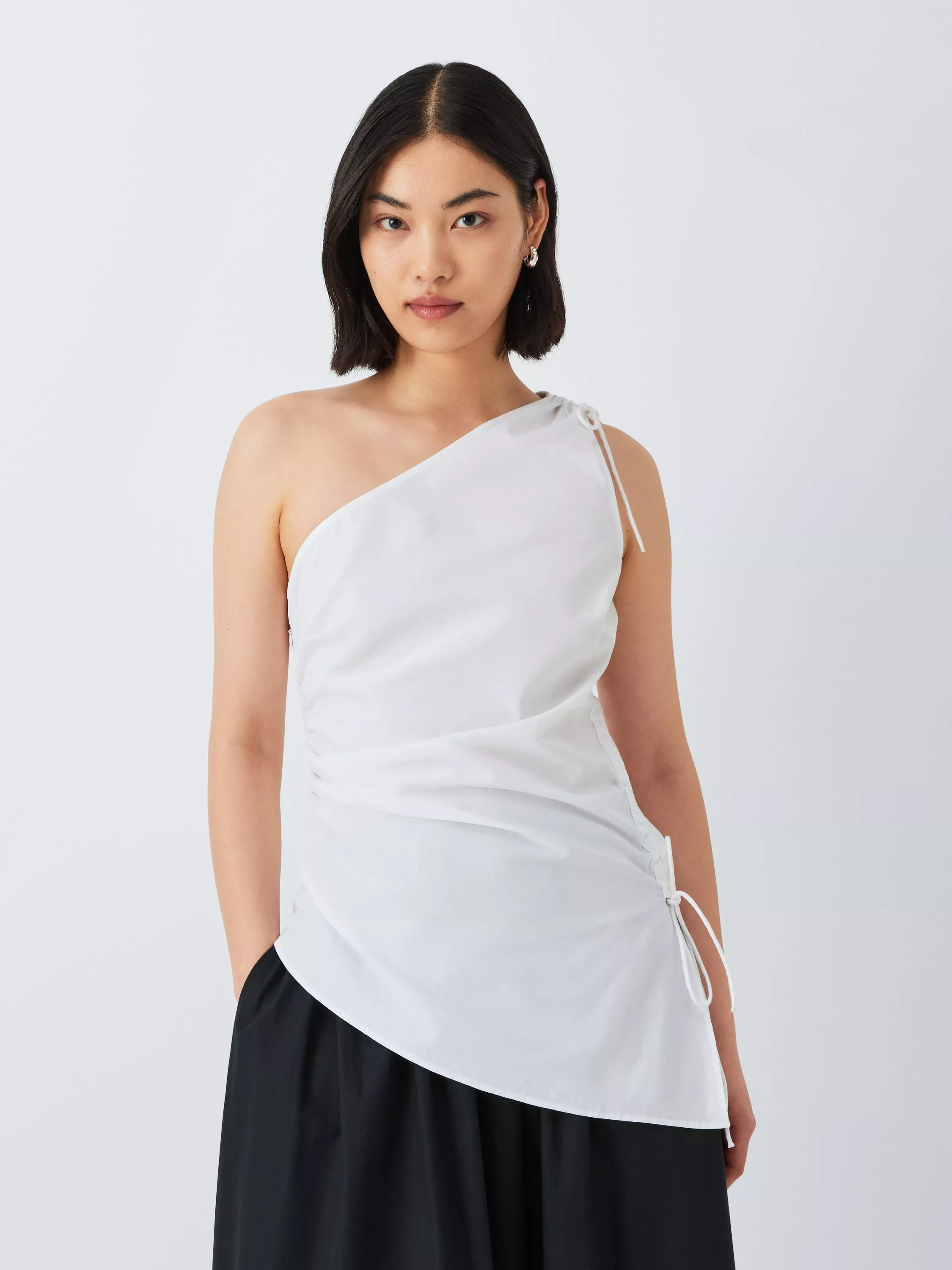 John Lewis ANYDAY Tie Detail Asymmetric Top, White | John Lewis (UK)