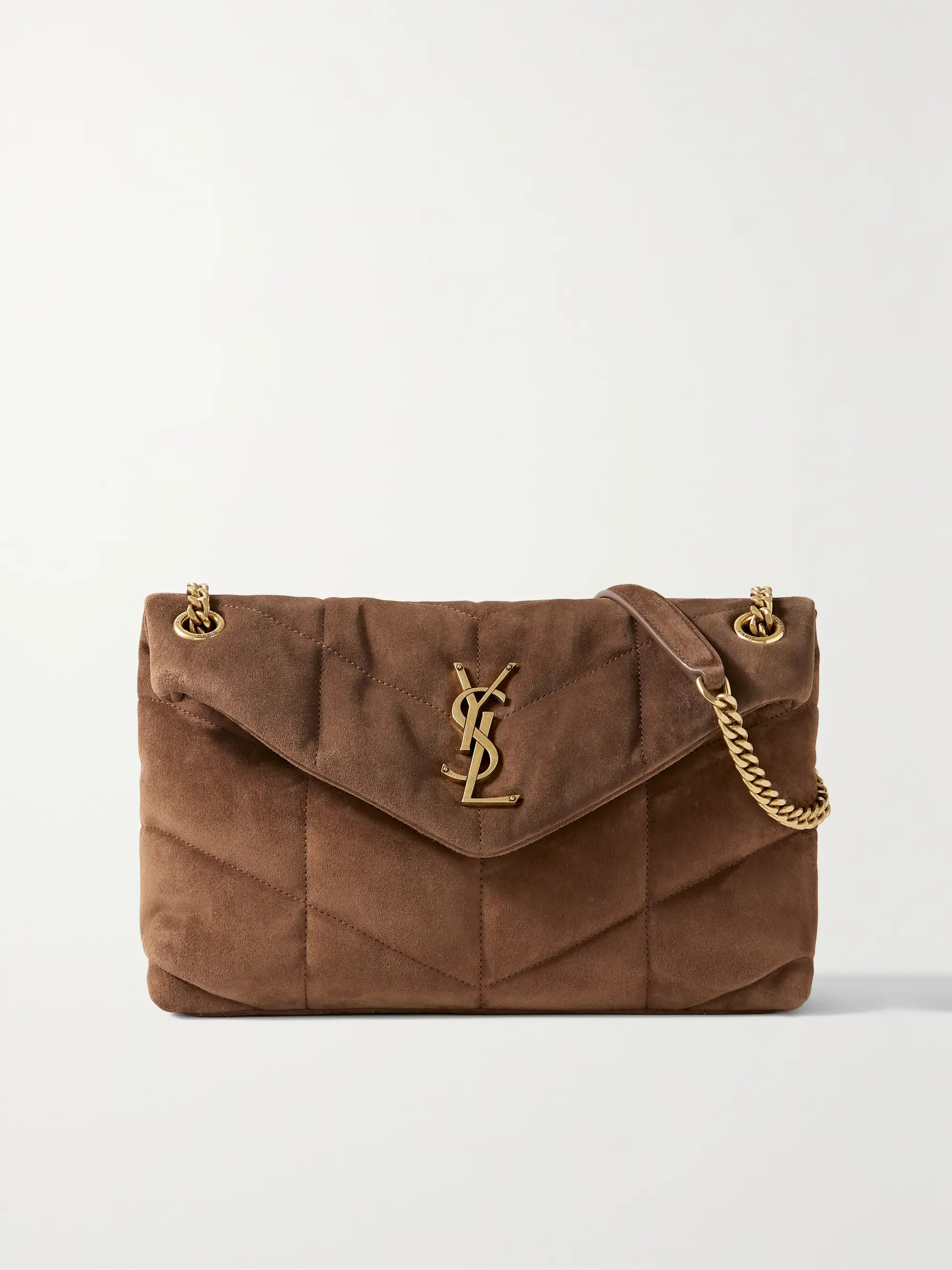 Puffer small quilted suede shoulder bag | NET-A-PORTER (US)