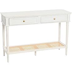 Creative Co-Op Maxwelton Solid Wood 2 Drawers and Woven Cane Storage Shelf Console Table, White | Amazon (US)