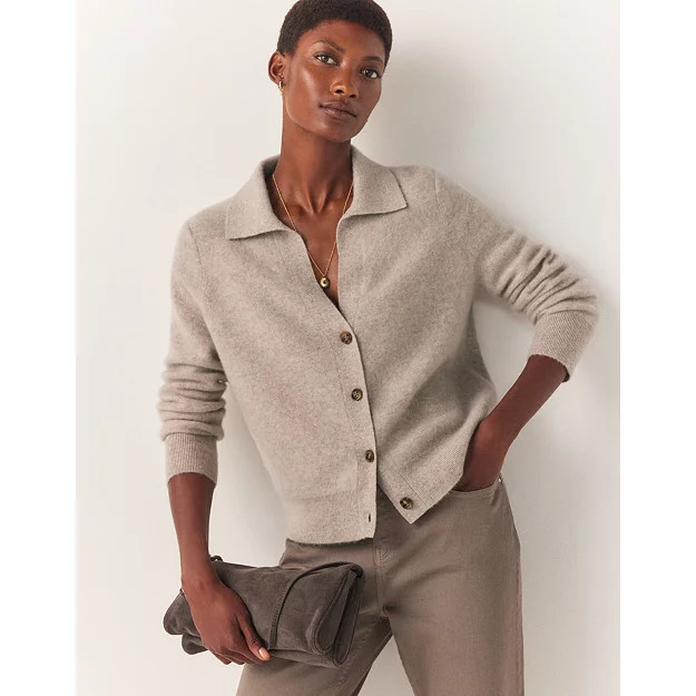 Brushed Cashmere Collared Cardigan | The White Company (UK)