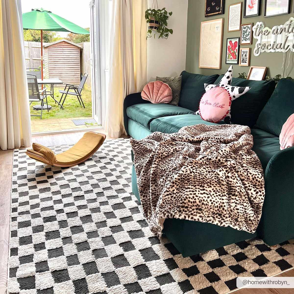Lajos Black & White Checkered Area Rug | Boutique Rugs