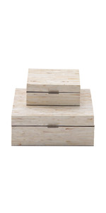 Deco 79 Wood Mop Inlay White Box S/2 8", 12" W-41127, 8" by 12", Beige | Amazon (US)