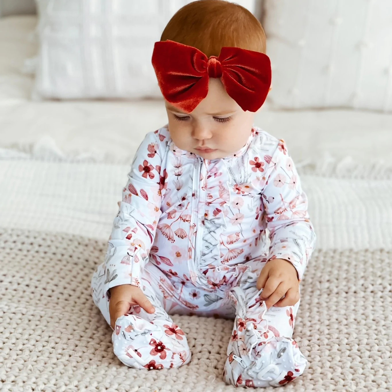 Wren's Wildflower Zipper Ruffle Footie* | Caden Lane