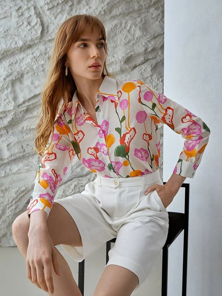 MOTF PREMIUM LINEN FLORAL SHIRT | SHEIN