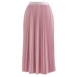Simplicity Pleated Midi Skirt in Pink | Chicwish