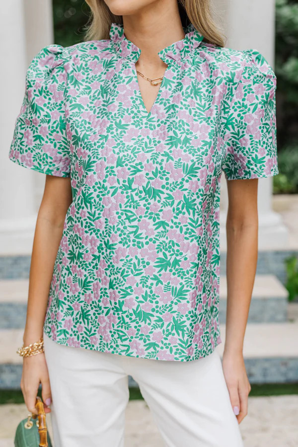 Pretty Made Simple Green Floral Blouse | The Mint Julep Boutique