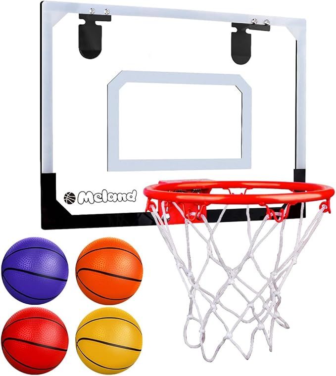 Meland Indoor Mini Basketball Hoop Set for Kids - Basketball Hoop for Door with 4 Balls & Complet... | Amazon (US)