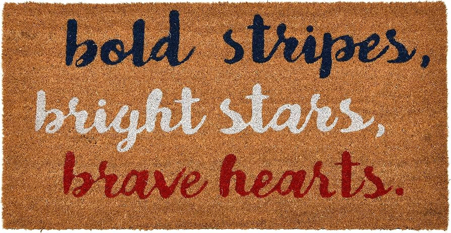 Creative Co-Op Coir Entry Doormat with Patriotic Message, "Bold stripes, bright stars, brave hear... | Amazon (US)