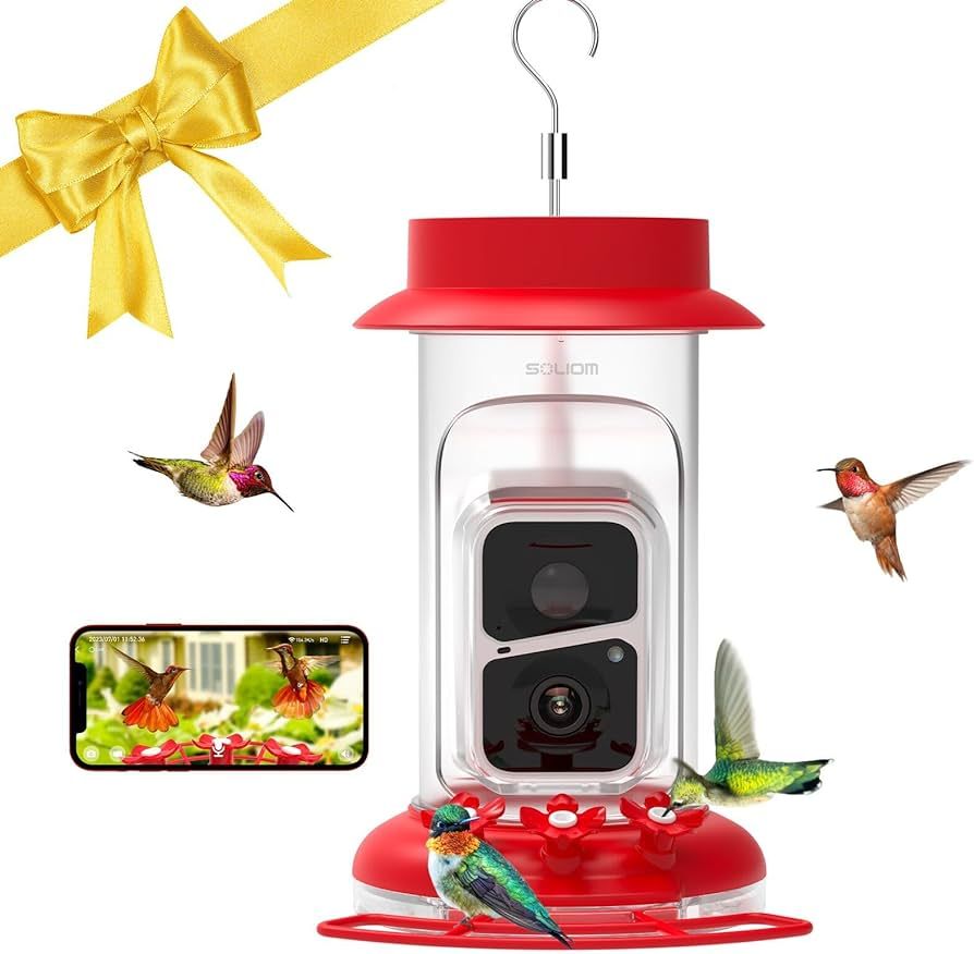 Soliom Humbirdy-The Original Hummingbird Feeder Camera with Ant Moat,Bee Proof,AI Identify Bird S... | Amazon (US)