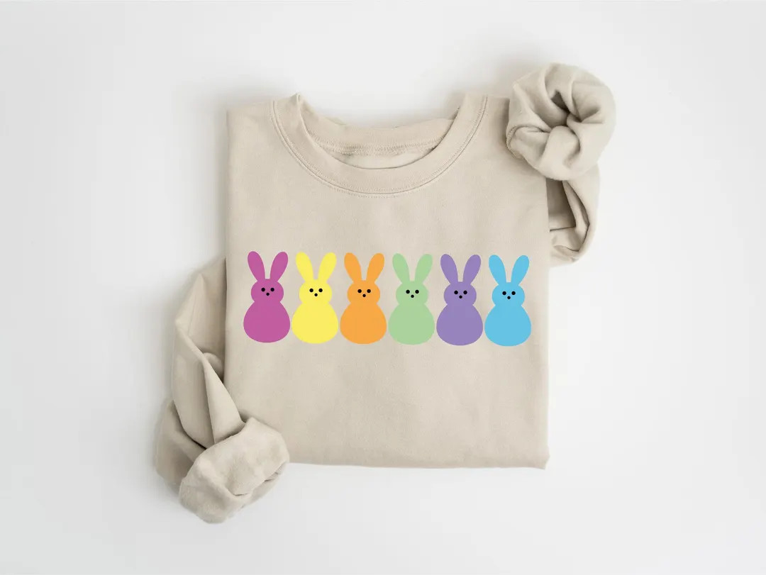 Easter Bunny Peeps Sweatshirt, Easter Day Gift For Womens, Easter Shirt, Cute Rabbits Shirt, Funn... | Etsy (US)