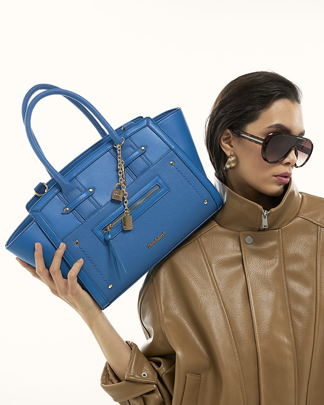 Blue Winged Panelled Zip Tote Bag | River Island UK & IE