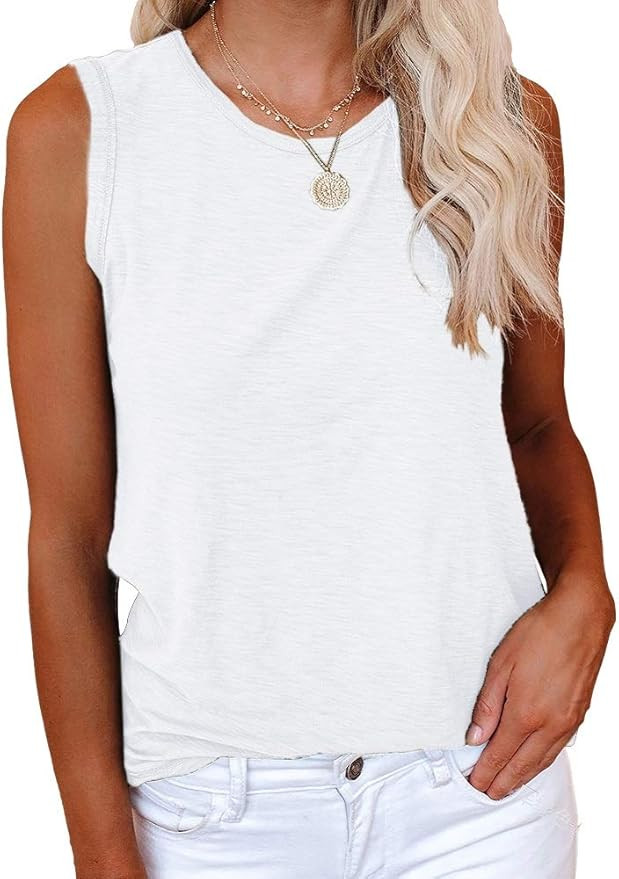 Cicy Bell Women's Casual Tank Tops Crewneck Sleeveless Plain Summer Cotton Tee Shirts | Amazon (US)