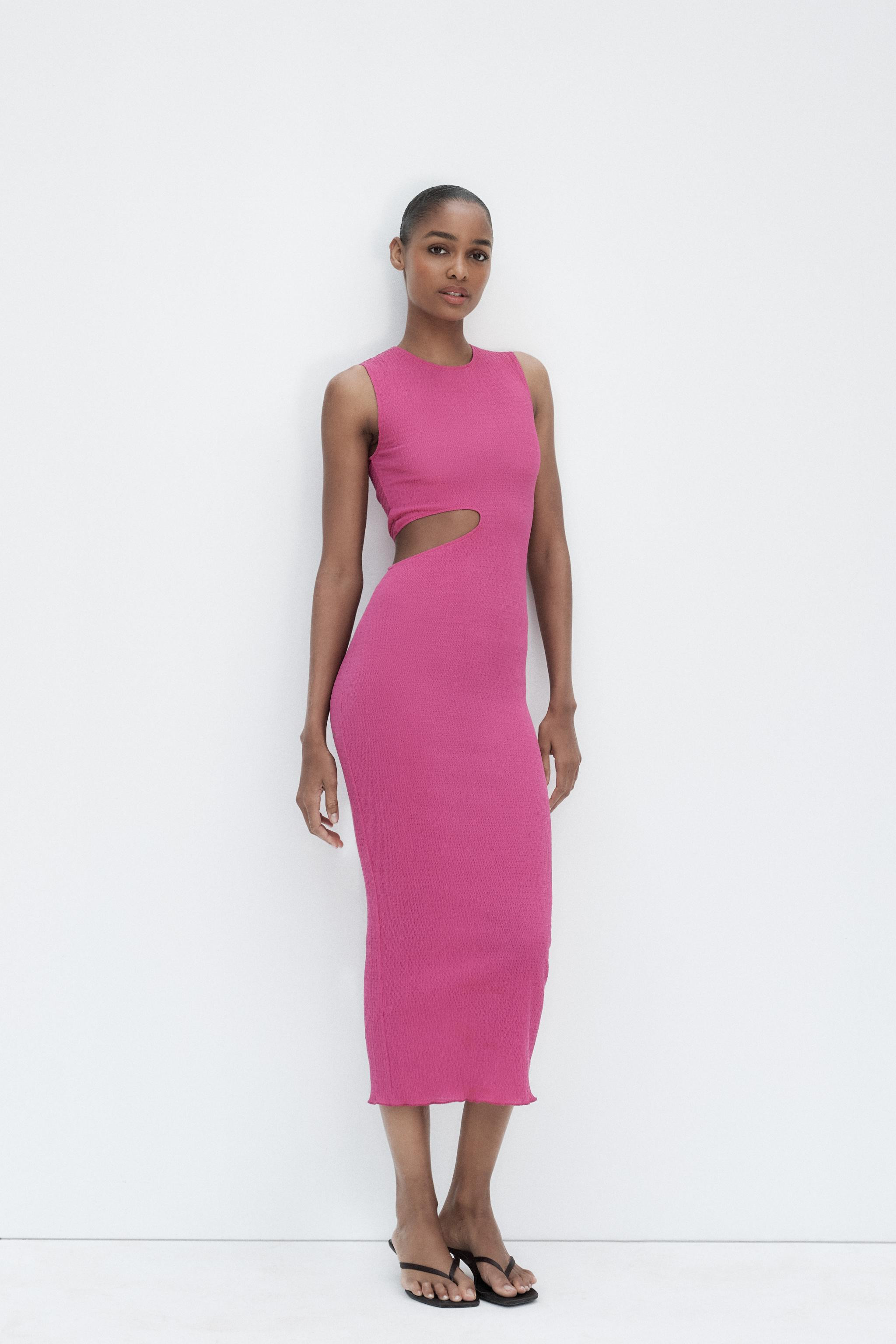 LONG TEXTURED CUT OUT DRESS | Zara US