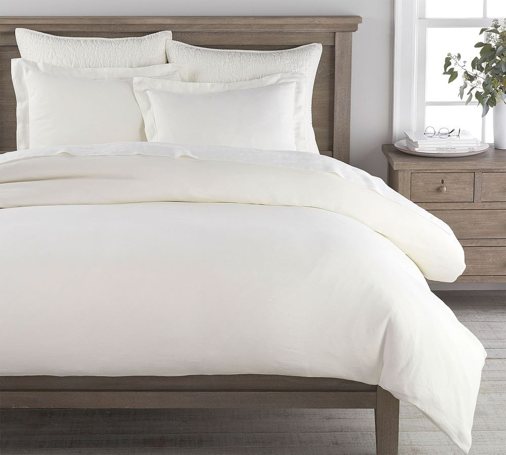 Classic Ivory Belgian Flax Linen Duvet Cover, Full/Queen | Pottery Barn (US)