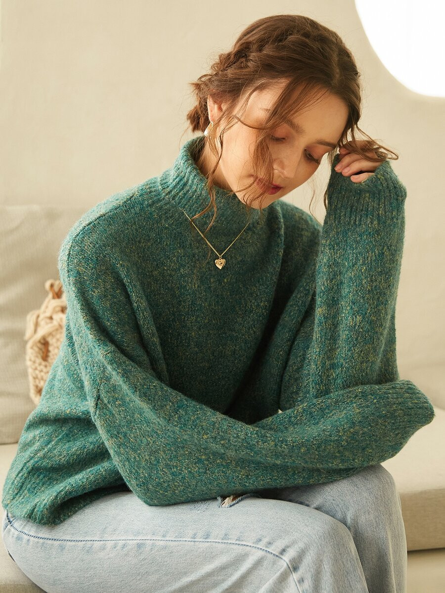 Turtleneck Drop Shoulder Sweater | SHEIN