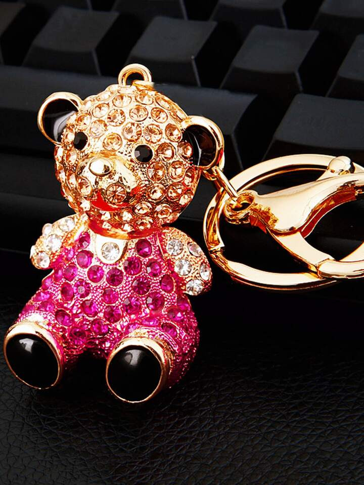 1pc Ladies' Fashionable & Multifunctional Keychain Featuring Bear Shape & Rhinestones | SHEIN