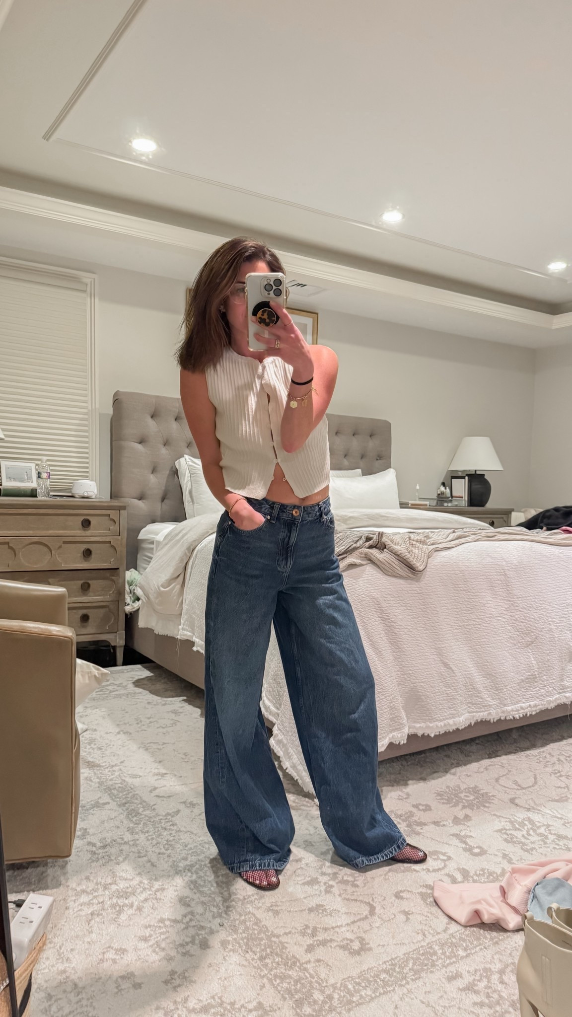 Button up ribbed vest baggy low rise jeans flats  

#LTKSeasonal #LTKPetite #LTKFallSale