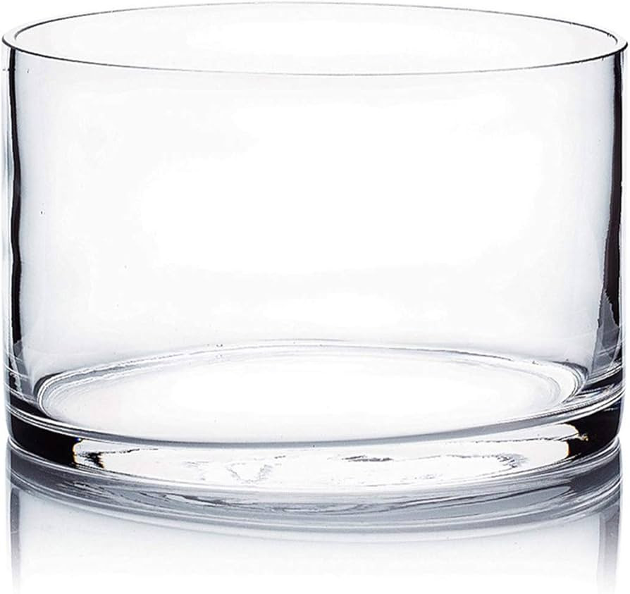 WGV Cylinder Vase, Width 6", Height 4", Clear Glass Container Terrarium Candle Holder for Wedding... | Amazon (US)