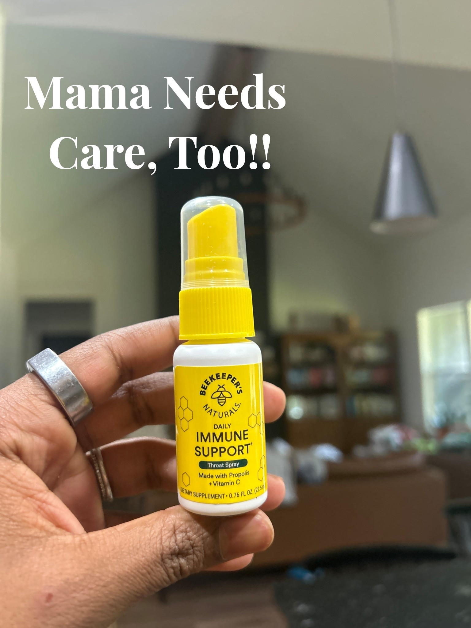 It’s only a matter of time before mama catches the crud, too.

It’s just a part of the job description!

Luckily, this immune throat spray arrived in the nick of time! 

Now for some red light therapy and rest 🏮🛌