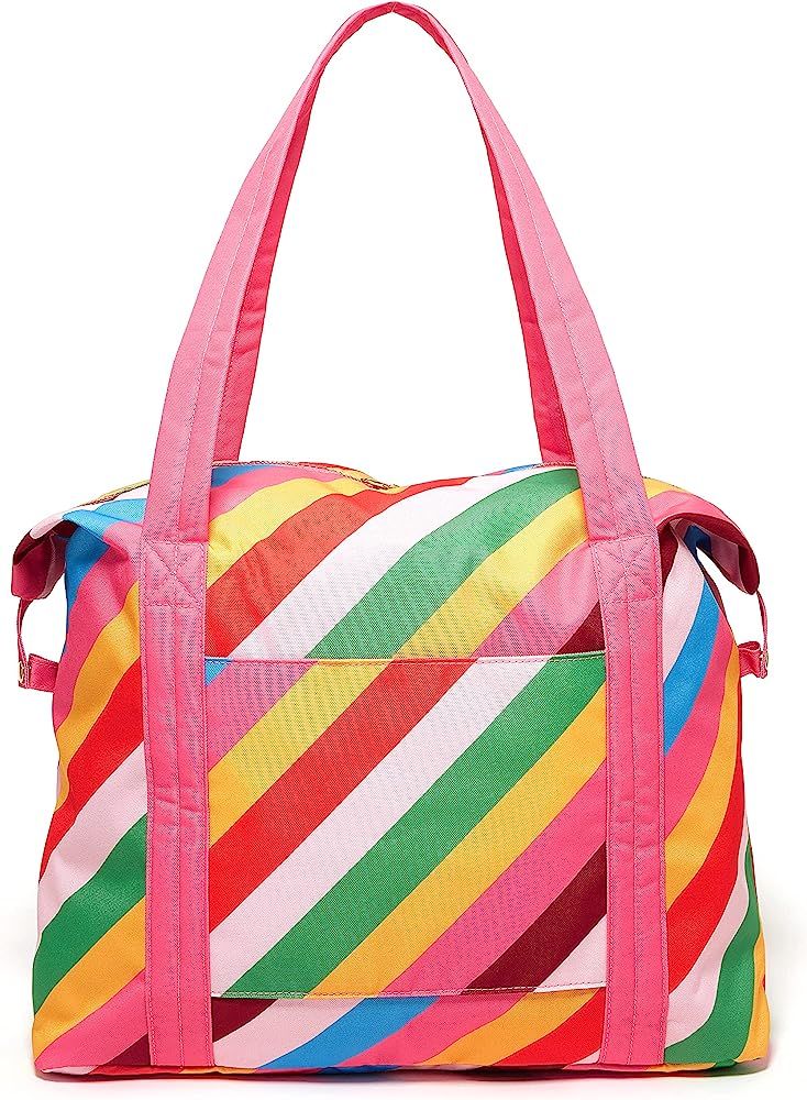 Ban.do Getaway Weekender Bag, Carry On Bag with Exterior Sleeve to Secure to Luggage, Rainbow Stripe | Amazon (US)
