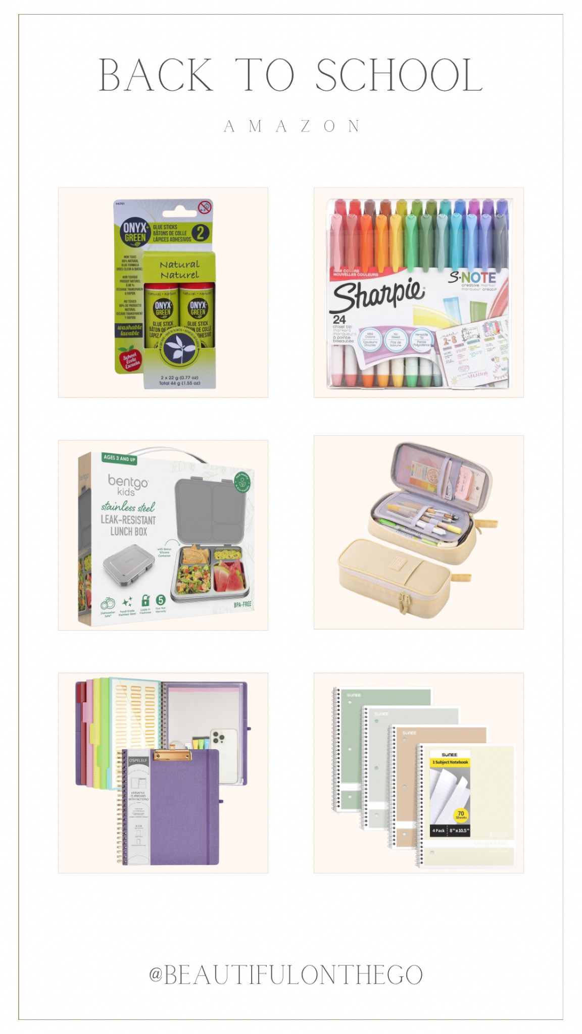 Back to school supplies! School notebooks, lunch box, pencil pouch, glue. 
#Amazon
#backtoschool
#schoolsupplies

#LTKFamily #LTKBacktoSchool #LTKKids