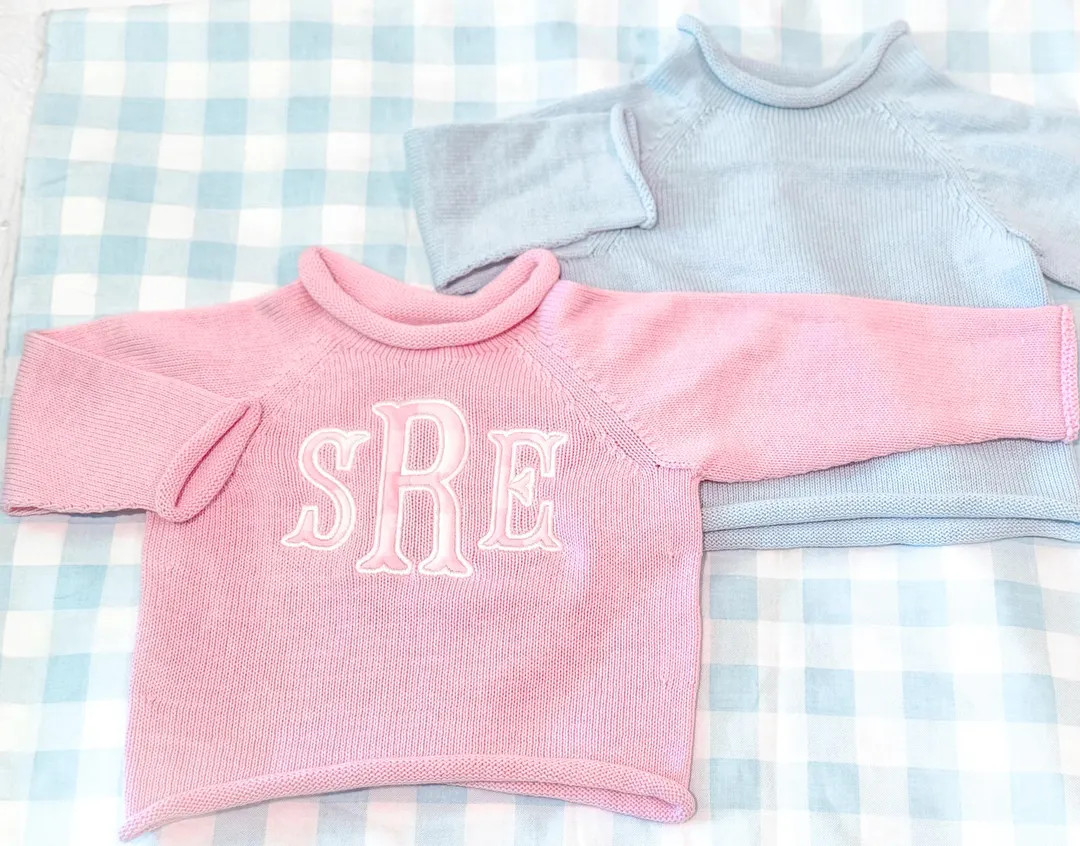 Kids Custom Monogrammed Rollneck Sweater | Etsy (US)