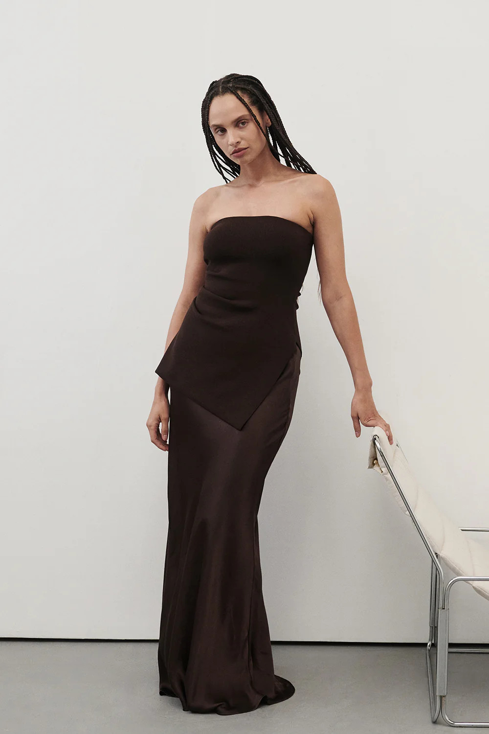 CHARLI BITTER CHOC SATIN MAXI SKIRT | DISSH